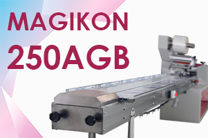 Горизонтальный упаковочный автомат MAGIKON-250AGB для надежной упаковки товаров в пакет «Flow-pack»